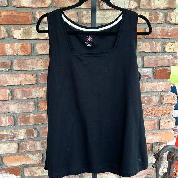 Isaac Mizrahi Live Essentials Pima Cotton Square neck Tank. Pitch black xl - Picture 3 of 6